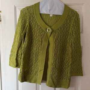 Christopher & Banks Olive Knit Cardigan